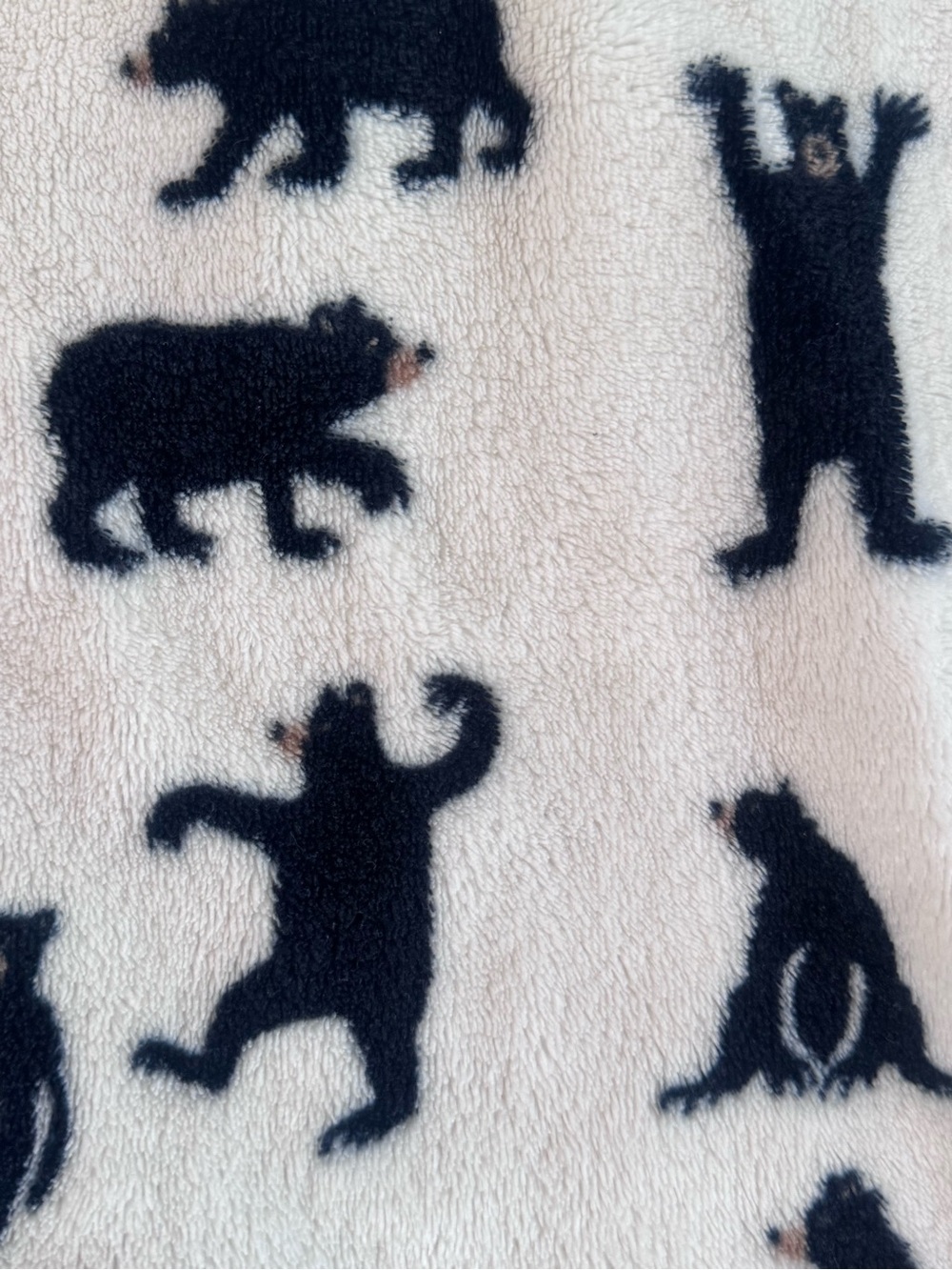 Kids Bear-Print Fleece Pajama Set - Black on Cream